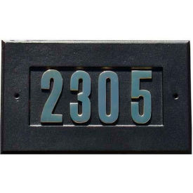 Qualarc ADD-1410-BL Manchester Address Plate w/3" Gold Brass Numbers, Black image.