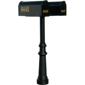 Qualarc HPNS2-800-E1 The Hanford Twin Post (No Support Brace) With Fluted Base & E1 Economy Mailbox image.