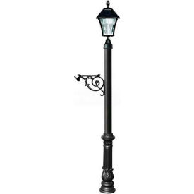 Lewiston Post w/Support Brace Decorative Ornate Base & Black Bayview Solar Lamp (No Mailbox) Black