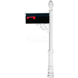 Lewiston E1 Econ.Mailbox Post(Ornate Base & Pineapple Finial) Support Brace Mounting Plate White