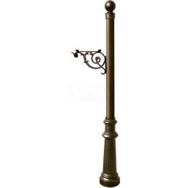 Lewiston Post with Support Brace Decorative Fluted Base & Ball Finial (No Mailbox) Bronze
