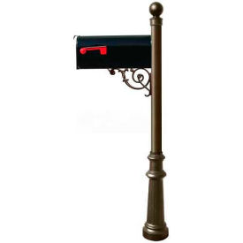 Lewiston E1 Econ.Mailbox Post (Fluted Base & Ball Finial) Support Brace Mounting Plate Bronze