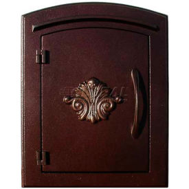 Qualarc MAN-1401-AC Manchester Non-Locking , Decorative Scroll Door, Column Mount Mailbox in Antique Copper image.