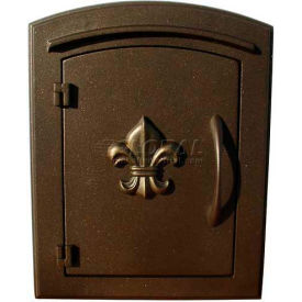 Qualarc MAN-1402-BZ Manchester Non-Locking , Decorative Fleur De Lis Door, Column Mount Mailbox in Bronze image.