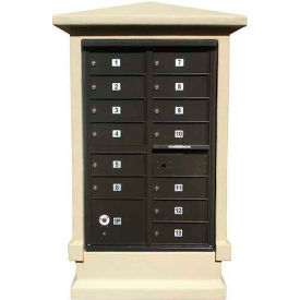 Decorative Stucco CBU Mailbox Center SHORT Pedestal (Column Only) in Sandstone Color
