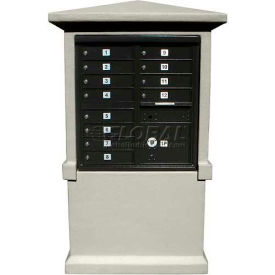 Qualarc STUCOL-TALL-GY Decorative Stucco CBU Mailbox Center, TALL Pedestal (Column Only) in Gray Color image.