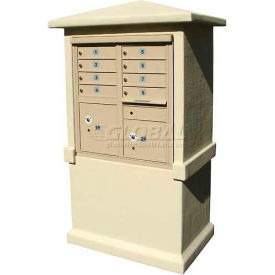 Qualarc STUCOL-TALL-SS Decorative Stucco CBU Mailbox Center, TALL Pedestal (Column Only) in Sandstone Color image.