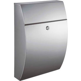 Qualarc WF-0906A Winfield Series Glacial Wall Mount Locking Mailbox WF-0906A Stainless Steel image.