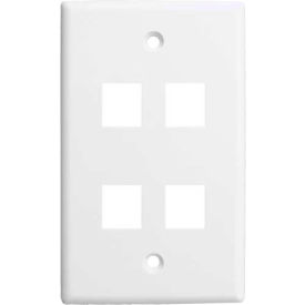 Chiptech, Inc Dba Vertical Cable 304-J2642/4P/WH Vertical Cable, 304-J2642/4P/WH, Quad (4) Port Keystone Wall Plate (Flush) White image.