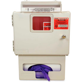 Covidien CVDSSGB10056H Covidien SharpStar Wall Mount In-Room Sharps Cabinet with 5-Quart Sharps Container & Glove Dispenser image.