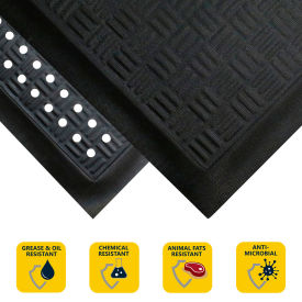 Andersen Company 371038000 Cushion Station™ Anti Fatigue Mat w/Holes 7/16" Thick 3 x 8 Black image.