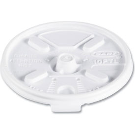 Dart® Lift N' Lock Plastic Hot Cup Lids Fits 10-oz. Cups White 100/Bag