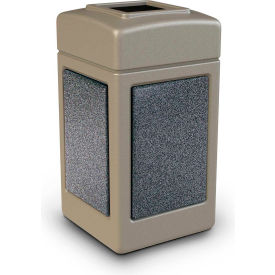 Dci  Marketing 720317K PolyTec™  Square Waste Container, Beige with Pepperstone Stone Panels, 42-Gallon image.