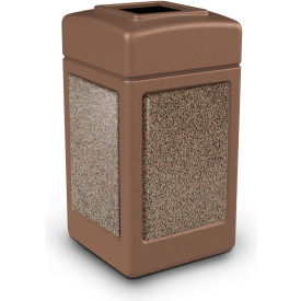 Dci  Marketing 720342K PolyTec™  Square Waste Container, Nuthatch with Riverstone Stone Panels, 42-Gallon image.