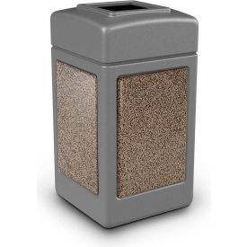 Dci  Marketing 720345K PolyTec™  Square Waste Container, Gray with Riverstone Stone Panels, 42-Gallon image.