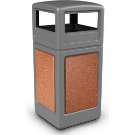 Dci  Marketing 720447K PolyTec™  Square Waste Container with Dome Lid, Gray with Sedona Stone Panels, 42-Gallon image.