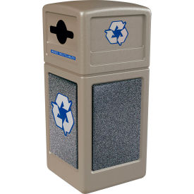Dci  Marketing 722826K Commercial Zone® PolyTec™ Recycling Container w/ Pepperstone Panels, 42 Gal Cap., Green image.
