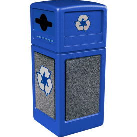 Dci  Marketing 722831K Commercial Zone® PolyTec™ Recycling Container w/ Pepperstone Panels, 42 Gal Cap., Blue image.