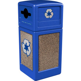 Dci  Marketing 722832K Commercial Zone® PolyTec™ Recycling Container w/ Riverstone Panels, 42 Gal Cap., Blue image.