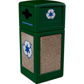 Dci  Marketing 722854K Commercial Zone® PolyTec™ Recycling Container w/ Riverstone Panels, 42 Gal Cap., Green image.