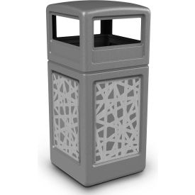 Dci  Marketing 7329267K PolyTec™ Square Waste Container w/Dome Lid, Gray w/Intermingle SS Panels, 42-Gallon image.
