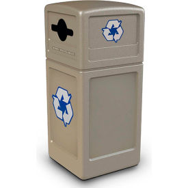 Dci  Marketing 747302 PolyTec™ Recycling Can w/Dome Lid, 42 Gallon, Beige image.