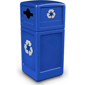 Dci  Marketing 747304 PolyTec™ Recycling Can w/Dome Lid, Mixed Recycling, 42 Gallon, Blue image.