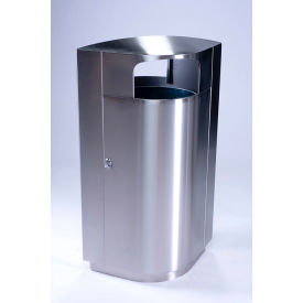 Dci  Marketing 782129 Commercial Zone® Precision Series Trash Container w/ Dome Lid, 40 Gal Cap., Stainless Steel image.