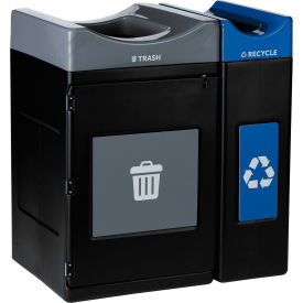 Commercial Zone® Avante 2-Stream Std/Narrow Open Top Recycling Can 55/30 Gal. Cap. Gray/Blue 