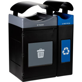Commercial Zone® Avante 2-Stream Std/Narrow Canopy Top Recycling Can 55/30 Gal. Cap Gray/Blue 