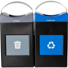 Commercial Zone® Avante 2-Stream Shallow Canopy Top Recycling Can 30 Gal. Cap Black/Gray/Blue 
