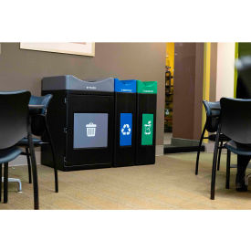 Commercial Zone® Avante 3-Stream Std/Narrow Open Recycling Can 55/30 Gal. Cap Gray/Blue/Green 
