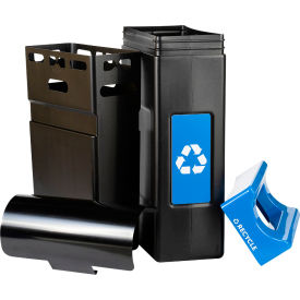 Commercial Zone® Avante Narrow Canopy Top Recycling Can 30 Gallon Capacity Black/Blue 