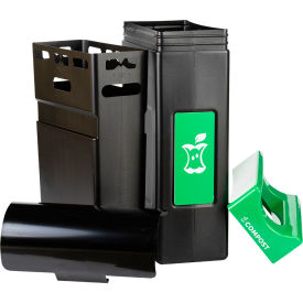 Commercial Zone® Avante Narrow Canopy Top Recycling Can 30 Gallon Capacity Black/Green 