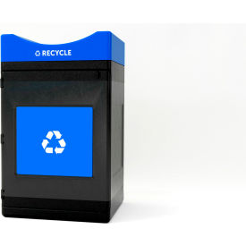 Commercial Zone® Avante Standard Open Top Recycling Can 55 Gallon Capacity Black/Blue 
