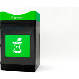 Commercial Zone® Avante Standard Open Top Recycling Can 55 Gallon Capacity Black/Green 