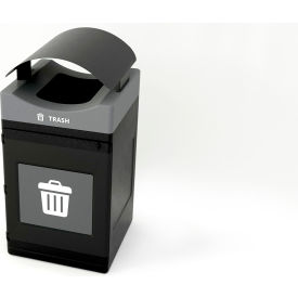 Commercial Zone® Avante Standard Canopy Top Recycling Can 55 Gallon Capacity Black/Gray 