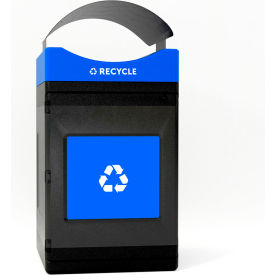 Commercial Zone® Avante Standard Canopy Top Recycling Can 55 Gallon Capacity Black/Blue 
