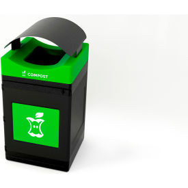 Commercial Zone® Avante Standard Canopy Top Recycling Can 55 Gallon Cap. Black/Green 