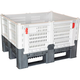 Decade Products Llc 2501000000-217 Decade DFC Quick Assembly Folding Container Vented Wall 48"L x 40"W x 29"H 1650 lb Capacity Gray image.