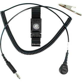 Desco Industries Inc 4548 Desco Trustat® ERGOclean Wrist Strap 04548 with 6 Ft Coil Cord - Black image.