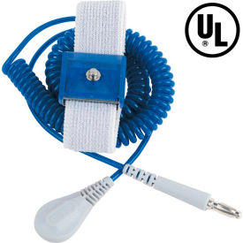 Desco Industries Inc 9130 Desco Jewel® Adjustable Elastic Wrist Strap 09130 10 Ft Cord - Blue image.