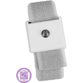 Desco Industries Inc 9233 Desco Jewel® Adjustable Wrist Strap w/ 4 MM Snap, Elastic, White, Clean Pack image.
