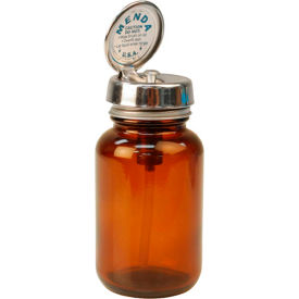 Desco Industries Inc 35112 Menda 35112 Round Amber Glass Liquid Dispenser with Pure-Touch Pump, 4 oz. image.