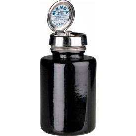 Desco Industries Inc 35545 Menda 35545 Round Black Glass Liquid Dispenser with Pure-Touch Pump, 6 oz. image.