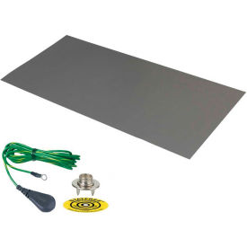 Desco Industries Inc 66223 Desco Dual Layer Rubber Mat 66223 with Ground 24"D x 36"W - Gray image.