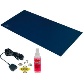 Desco Industries Inc 66425 Desco Statfree T2 Plus™ 66425 Dissipative Dual Layer Rubber Mat Top Kit 24"D x 36"W - Dark Blue image.