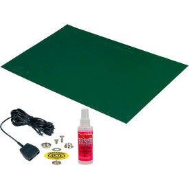 Desco Industries Inc 66431 Desco Statfree T2 Plus™ 66431 Dissipative Dual Layer Rubber Mat Top Kit 24"D x 48"W - Green image.