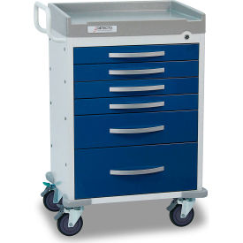 Cardinal Scale Mfg/Detecto Scale Co RC333369BLU Detecto® Rescue Series Anesthesiology Medical Cart, White Frame with 6 Blue Drawers image.