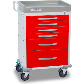 Cardinal Scale Mfg/Detecto Scale Co RC333369RED Detecto® Rescue Series Emergency Room Medical Cart, White Frame with 6 Red Drawers image.
